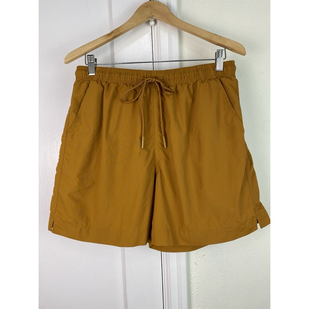 Standard Cloth Men's L Ochre Nylon Elastic Drawstring Waist Mesh Lined Shorts